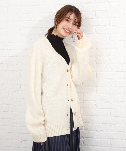 SHOO・LA・RUE（シューラルー）の「◆シャギーニットカーディガン（カーディガン/ボレロ・レディース・ライトパープル/ライトブルー/ホワイト系/ライトグリーン・00）」の2枚目の写真