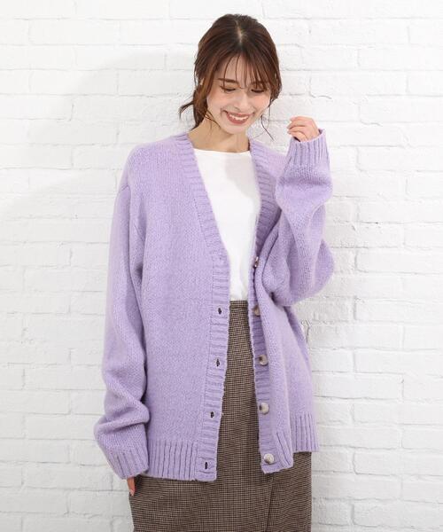 SHOO・LA・RUE（シューラルー）の「◆シャギーニットカーディガン（カーディガン/ボレロ・レディース・ライトパープル/ライトブルー/ホワイト系/ライトグリーン・00）」の4枚目の写真