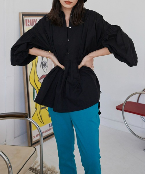 Auntie Rosa Holiday(アンティローザホリデー)の「オーバーシルエットカフタンブラウス(シャツ/ブラウス・レディース・ブルー/オフホワイト/ブラック/オレンジ・FREE)」の5枚目の写真