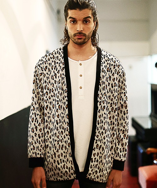 RATTLE TRAP（ラトルトラップ）の「レオパード柄ダブルジャガードカーディガン（カーディガン/ボレロ・メンズ・グレー/ホワイト系その他・M/L）」の9枚目の写真