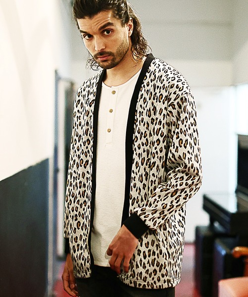 RATTLE TRAP（ラトルトラップ）の「レオパード柄ダブルジャガードカーディガン（カーディガン/ボレロ・メンズ・グレー/ホワイト系その他・M/L）」の8枚目の写真