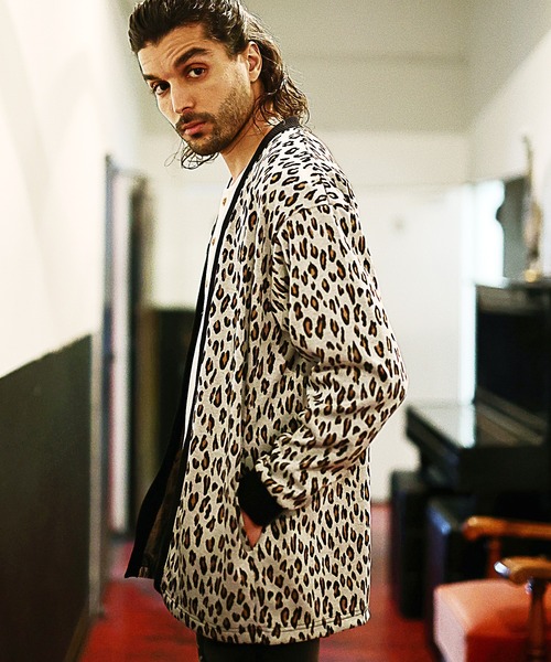 RATTLE TRAP（ラトルトラップ）の「レオパード柄ダブルジャガードカーディガン（カーディガン/ボレロ・メンズ・グレー/ホワイト系その他・M/L）」の7枚目の写真