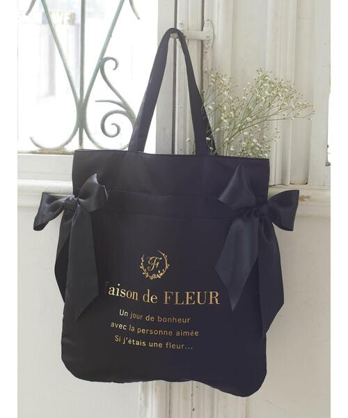 Maison de FLEUR(メゾンドフルール)の「ダブルリボントートバッグ(トートバッグ・レディース・ネイビー/ラベンダー/ブルー系その他5/ライトグリーン系2/ブラック・FREE)」の19枚目の写真