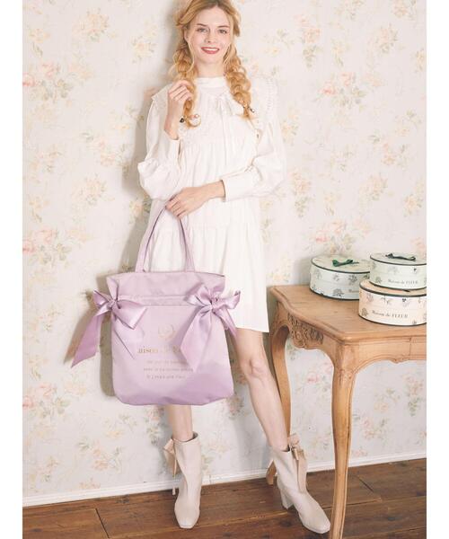 Maison de FLEUR(メゾンドフルール)の「ダブルリボントートバッグ(トートバッグ・レディース・ネイビー/ラベンダー/ブルー系その他5/ライトグリーン系2/ブラック・FREE)」の5枚目の写真