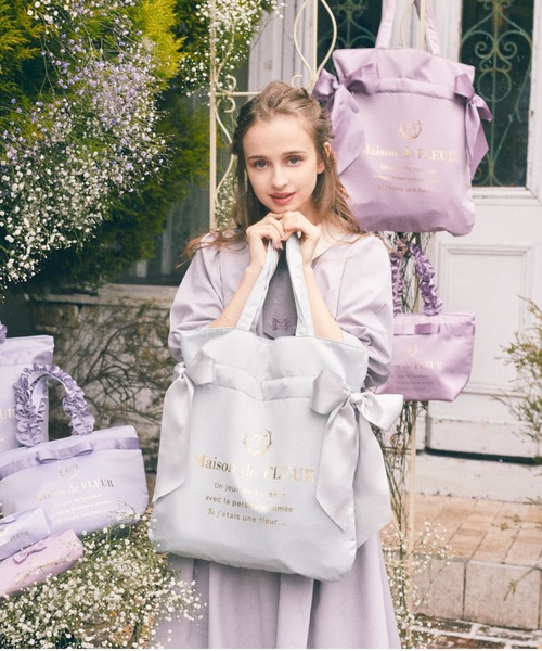 Maison de FLEUR(メゾンドフルール)の「ダブルリボントートバッグ(トートバッグ・レディース・ネイビー/ラベンダー/ブルー系その他5/ライトグリーン系2/ブラック・FREE)」の3枚目の写真