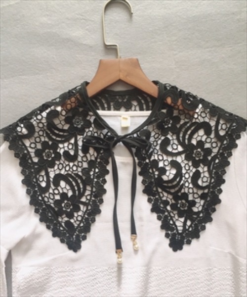 DAY CLOSET（デイ クローゼット）の「レディース クロシェ編みの大きめ付け襟　Bタイプ（付け襟・レディース・ブラック/ホワイト/ブラック系その他/ホワイト系その他・ONE SIZE）」の13枚目の写真