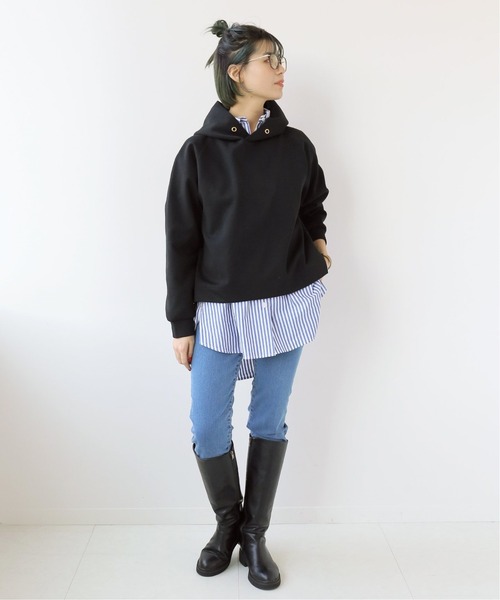 Simplicite（サンプリシテ）の「ハトメダンボールフードプルオーバー（Tシャツ/カットソー・レディース・ブラック/ホワイト/オレンジ・FREE）」の11枚目の写真