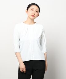 SUIT SELECT | 【ストレッチジョーゼット素材】＊七分袖＊フロントタックバイカラーブラウス(シャツ/ブラウス)