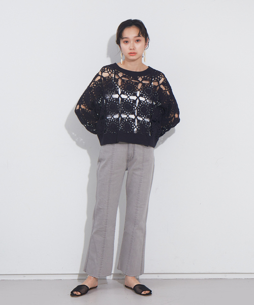 NOMINE（ノミネ）の「かぎ編レースニットプルオーバー（ニット/セーター・レディース・ホワイト/オレンジ/グリーン/ダークネイビー・フリー）」の20枚目の写真