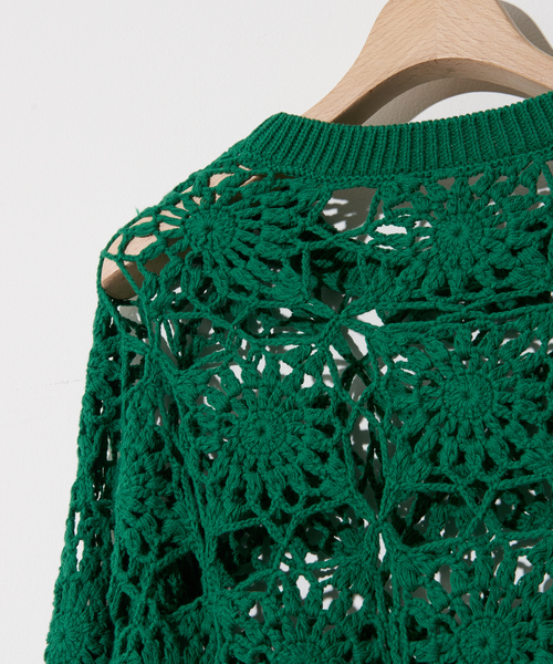 NOMINE（ノミネ）の「かぎ編レースニットプルオーバー（ニット/セーター・レディース・ホワイト/オレンジ/グリーン/ダークネイビー・フリー）」の10枚目の写真
