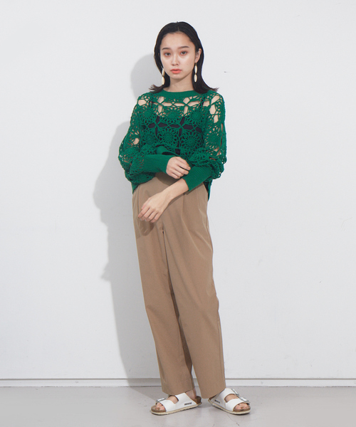 NOMINE（ノミネ）の「かぎ編レースニットプルオーバー（ニット/セーター・レディース・ホワイト/オレンジ/グリーン/ダークネイビー・フリー）」の19枚目の写真