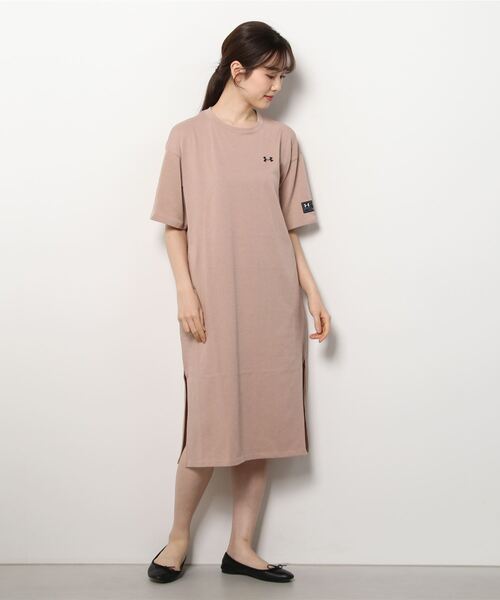 UNDER ARMOUR（アンダーアーマー）の「【別注】アンダーアーマー  UA Cotton Dress 限定コラボ（ワンピース・レディース・スモークピンク/ブラック・S/L/XL/M）」の2枚目の写真