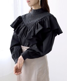 HER CLOSET | 【TWENTY THREE】コットンレースフリルギャザーブラウス(シャツ/ブラウス)