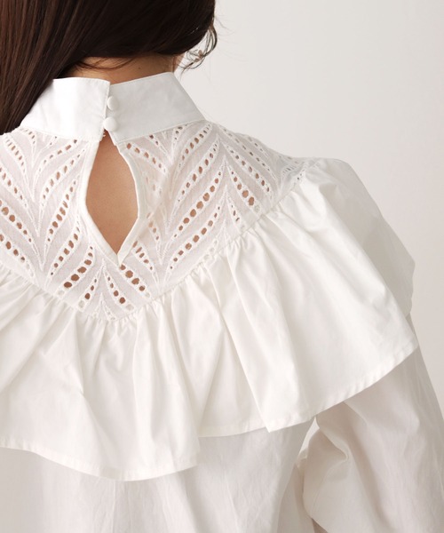 HER CLOSET（ハークローゼット）の「【TWENTY THREE】コットンレースフリルギャザーブラウス（シャツ/ブラウス・レディース・ホワイト/ブラック・FREE）」の15枚目の写真