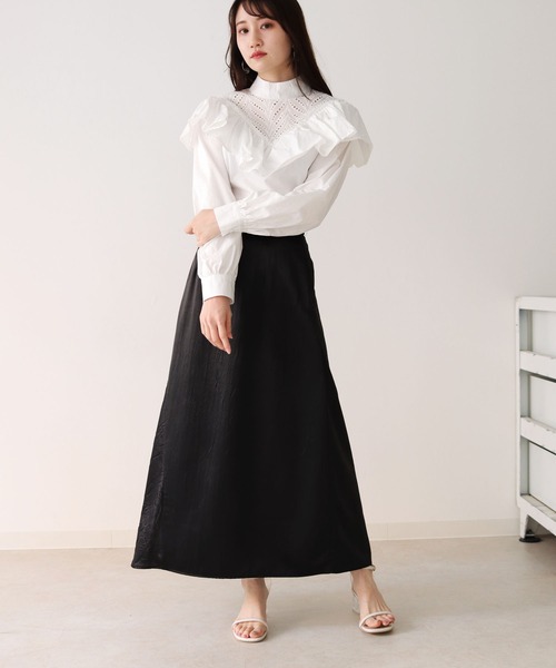 HER CLOSET（ハークローゼット）の「【TWENTY THREE】コットンレースフリルギャザーブラウス（シャツ/ブラウス・レディース・ホワイト/ブラック・FREE）」の7枚目の写真