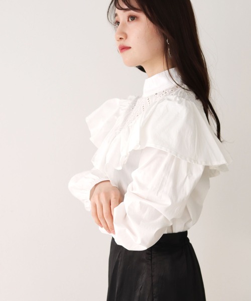 HER CLOSET（ハークローゼット）の「【TWENTY THREE】コットンレースフリルギャザーブラウス（シャツ/ブラウス・レディース・ホワイト/ブラック・FREE）」の22枚目の写真