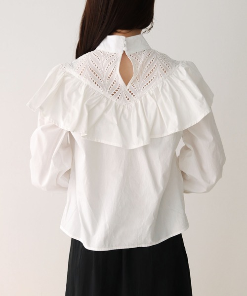 HER CLOSET（ハークローゼット）の「【TWENTY THREE】コットンレースフリルギャザーブラウス（シャツ/ブラウス・レディース・ホワイト/ブラック・FREE）」の21枚目の写真