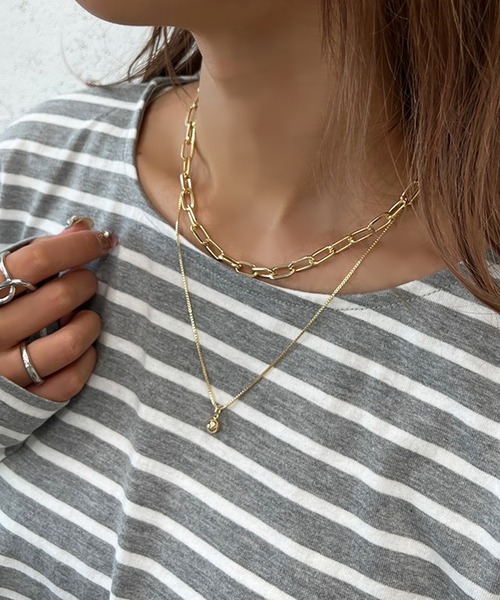apres jour mignon(アプレジュールミニョン)の「【apresjour mignon×ARIAZ】2連モチーフネックレス(ネックレス・レディース・シルバー/ゴールド・ONESIZE)」の2枚目の写真