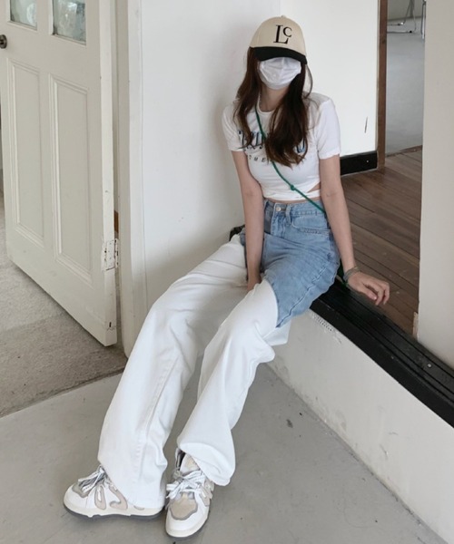 Opinion korean town(オピニオン コリアン タウン)の「Bicolor white denim pt(デニムパンツ・レディース・ホワイト・S/M/L)」の7枚目の写真