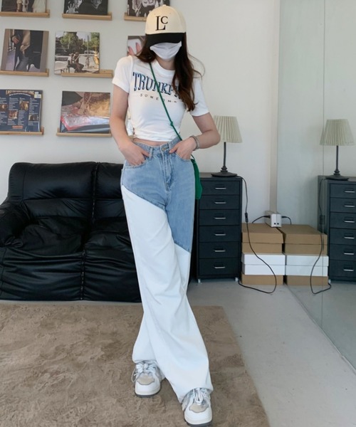 Opinion korean town(オピニオン コリアン タウン)の「Bicolor white denim pt(デニムパンツ・レディース・ホワイト・S/M/L)」の11枚目の写真