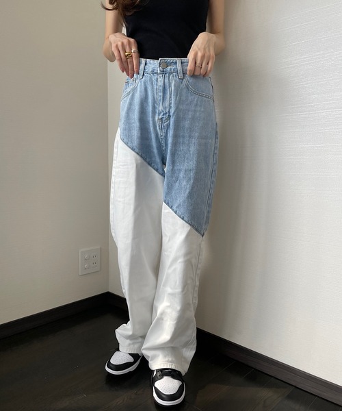 Opinion korean town(オピニオン コリアン タウン)の「Bicolor white denim pt(デニムパンツ・レディース・ホワイト・S/M/L)」の21枚目の写真