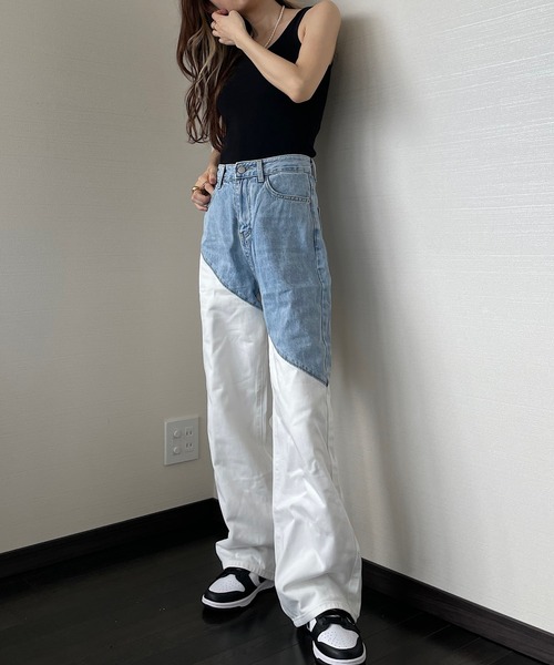 Opinion korean town(オピニオン コリアン タウン)の「Bicolor white denim pt(デニムパンツ・レディース・ホワイト・S/M/L)」の19枚目の写真