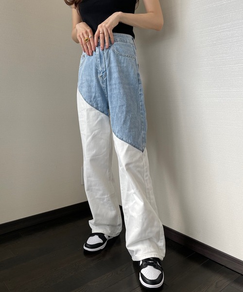 Opinion korean town(オピニオン コリアン タウン)の「Bicolor white denim pt(デニムパンツ・レディース・ホワイト・S/M/L)」の20枚目の写真