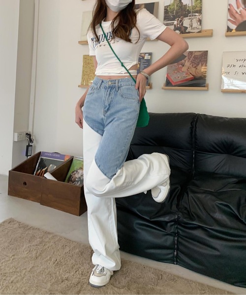 Opinion korean town(オピニオン コリアン タウン)の「Bicolor white denim pt(デニムパンツ・レディース・ホワイト・S/M/L)」の15枚目の写真