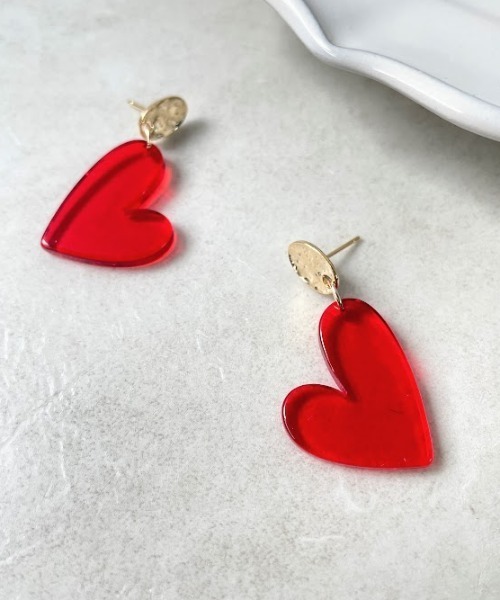 Three Four Time（ｽﾘｰﾌｫｰﾀｲﾑ）の「クリアハートピアス（ピアス（両耳用）・レディース・レッド/グリーン/パープル・FREE）」の18枚目の写真