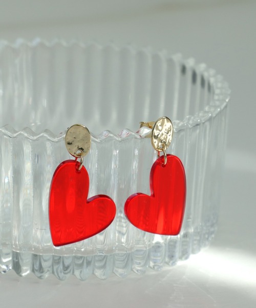 Three Four Time（ｽﾘｰﾌｫｰﾀｲﾑ）の「クリアハートピアス（ピアス（両耳用）・レディース・レッド/グリーン/パープル・FREE）」の10枚目の写真