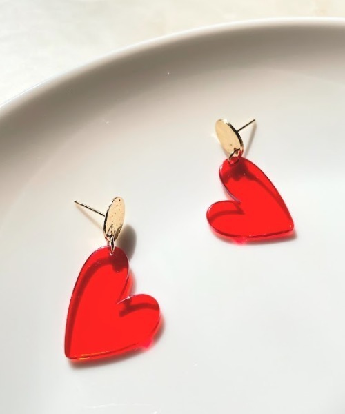 Three Four Time（ｽﾘｰﾌｫｰﾀｲﾑ）の「クリアハートピアス（ピアス（両耳用）・レディース・レッド/グリーン/パープル・FREE）」の6枚目の写真