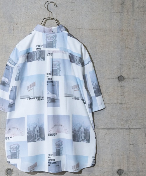 JOHN'S CLOSET(ジョンズクローゼット)の「【a】とろみシルクタッチポリエステルフォト総柄ビッグシャツ/ルーズシルエットシャツ(シャツ/ブラウス・メンズ・ホワイト/ブラック・MEDIUM/LARGE/X-LARGE)」の6枚目の写真