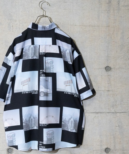 JOHN'S CLOSET(ジョンズクローゼット)の「【a】とろみシルクタッチポリエステルフォト総柄ビッグシャツ/ルーズシルエットシャツ(シャツ/ブラウス・メンズ・ホワイト/ブラック・MEDIUM/LARGE/X-LARGE)」の13枚目の写真