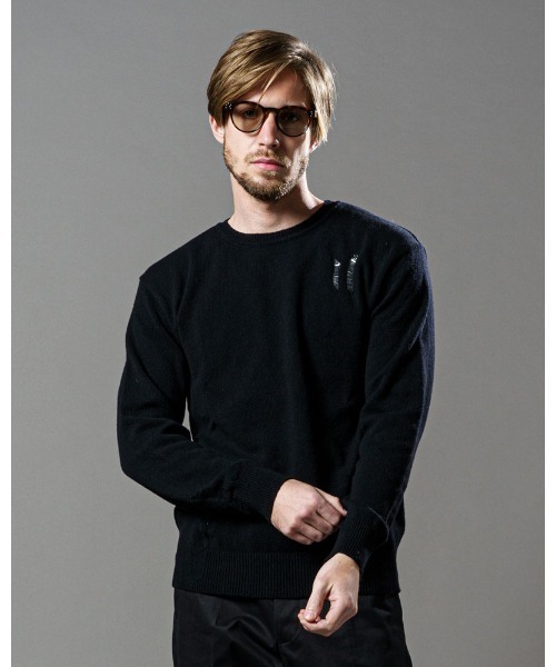 wjk(ダヴルジェイケイ)の「damage knit(ニット/セーター・メンズ・ブラック/チャコールグレー・X-LARGE/MEDIUM/LARGE/SMALL)」の2枚目の写真