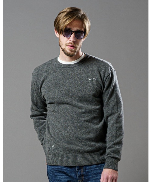 wjk(ダヴルジェイケイ)の「damage knit(ニット/セーター・メンズ・ブラック/チャコールグレー・X-LARGE/MEDIUM/LARGE/SMALL)」の6枚目の写真