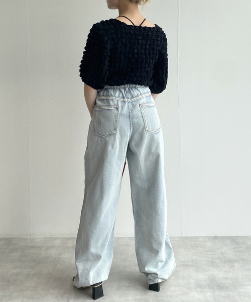 w closet(ダブルクローゼット)の「ポコポコ2WAY半袖ブラウス(シャツ/ブラウス・レディース・サックスブルー系1/アイボリー/ブラウン/ブラック・FREE)」の21枚目の写真