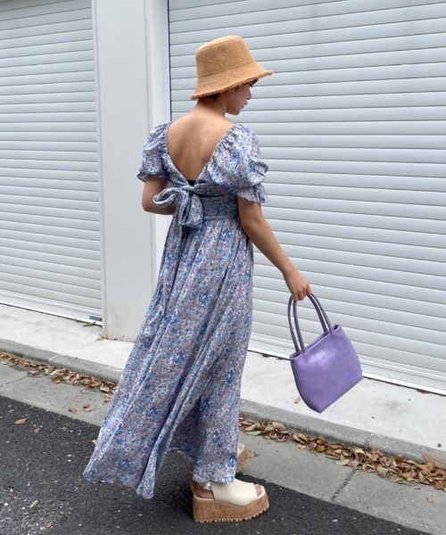 AMAIL（アマイル）の「Vintage flower 4way dress（ワンピース・レディース・ネイビー/ピンク・FREE）」の12枚目の写真