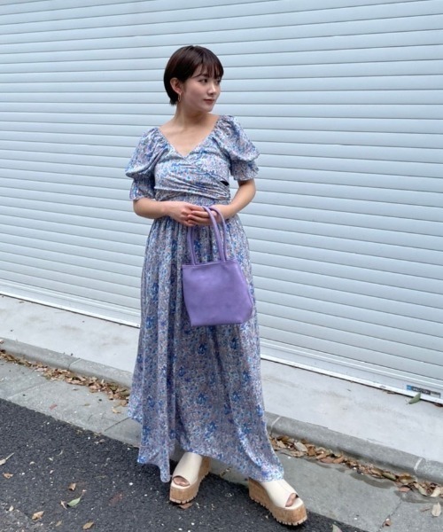 AMAIL（アマイル）の「Vintage flower 4way dress（ワンピース・レディース・ネイビー/ピンク・FREE）」の15枚目の写真