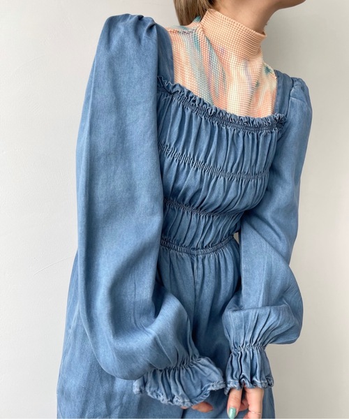 SANSeLF(サンセルフ)の「スクエアネックデニムオールインワン【SANSeLF】sanw22a024(つなぎ/オールインワン・レディース・ライトブルー/インディゴブルー・FREE)」の10枚目の写真