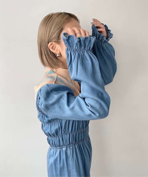 SANSeLF(サンセルフ)の「スクエアネックデニムオールインワン【SANSeLF】sanw22a024(つなぎ/オールインワン・レディース・ライトブルー/インディゴブルー・FREE)」の12枚目の写真