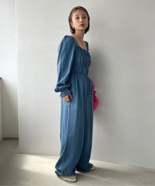 SANSeLF(サンセルフ)の「スクエアネックデニムオールインワン【SANSeLF】sanw22a024(つなぎ/オールインワン・レディース・ライトブルー/インディゴブルー・FREE)」の15枚目の写真
