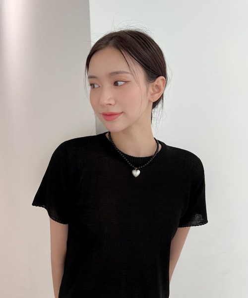 by muni:r(バイ ムニール)の「カラフルハートビーズネックレス(ネックレス・レディース・ホワイト/ブラック/グリーン・ONE SIZE)」の7枚目の写真