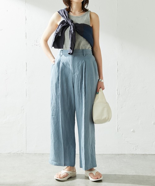 COLLAGE GALLARDAGALANTE（コラージュガリャルダガランテ）の「リネンパンツ（その他パンツ・レディース・スカイブルー/ベージュ・FREE）」の3枚目の写真