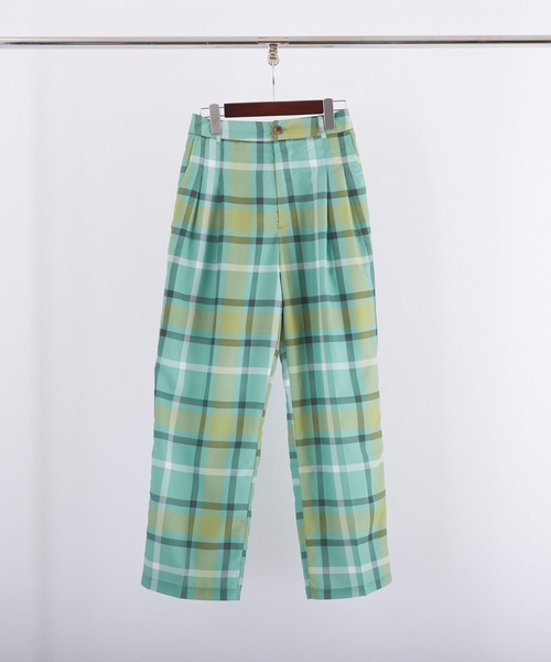 PAPAVER（パパヴェル）の「【papaver】転写プリントチェックパンツ（その他パンツ・レディース・オレンジ/グリーン/ブラック×ホワイト・MEDIUM）」の4枚目の写真
