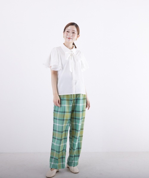 PAPAVER（パパヴェル）の「【papaver】転写プリントチェックパンツ（その他パンツ・レディース・オレンジ/グリーン/ブラック×ホワイト・MEDIUM）」の9枚目の写真