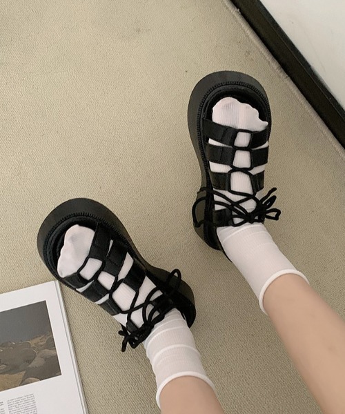 MANGROVE（マングローブ）の「プラットフォームレースアップサンダル（サンダル・レディース・ホワイト/ブラック・SMALL/MEDIUM/LARGE）」の18枚目の写真