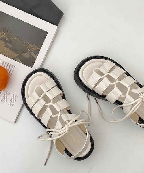 MANGROVE（マングローブ）の「プラットフォームレースアップサンダル（サンダル・レディース・ホワイト/ブラック・SMALL/MEDIUM/LARGE）」の12枚目の写真