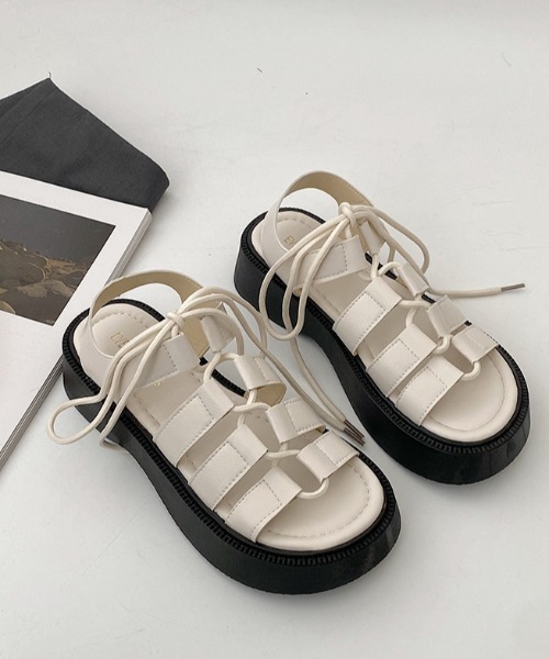 MANGROVE（マングローブ）の「プラットフォームレースアップサンダル（サンダル・レディース・ホワイト/ブラック・SMALL/MEDIUM/LARGE）」の19枚目の写真