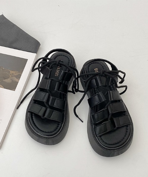 MANGROVE（マングローブ）の「プラットフォームレースアップサンダル（サンダル・レディース・ホワイト/ブラック・SMALL/MEDIUM/LARGE）」の8枚目の写真