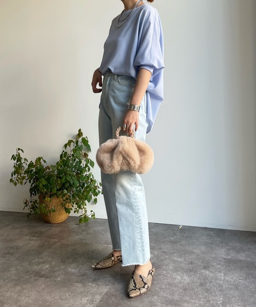 DouDou（ドゥドゥ）の「リブ切替ジョーゼットドルマンブラウス（シャツ/ブラウス・レディース・チャコールグレー/オフホワイト/サックスブルー・FREE）」の18枚目の写真